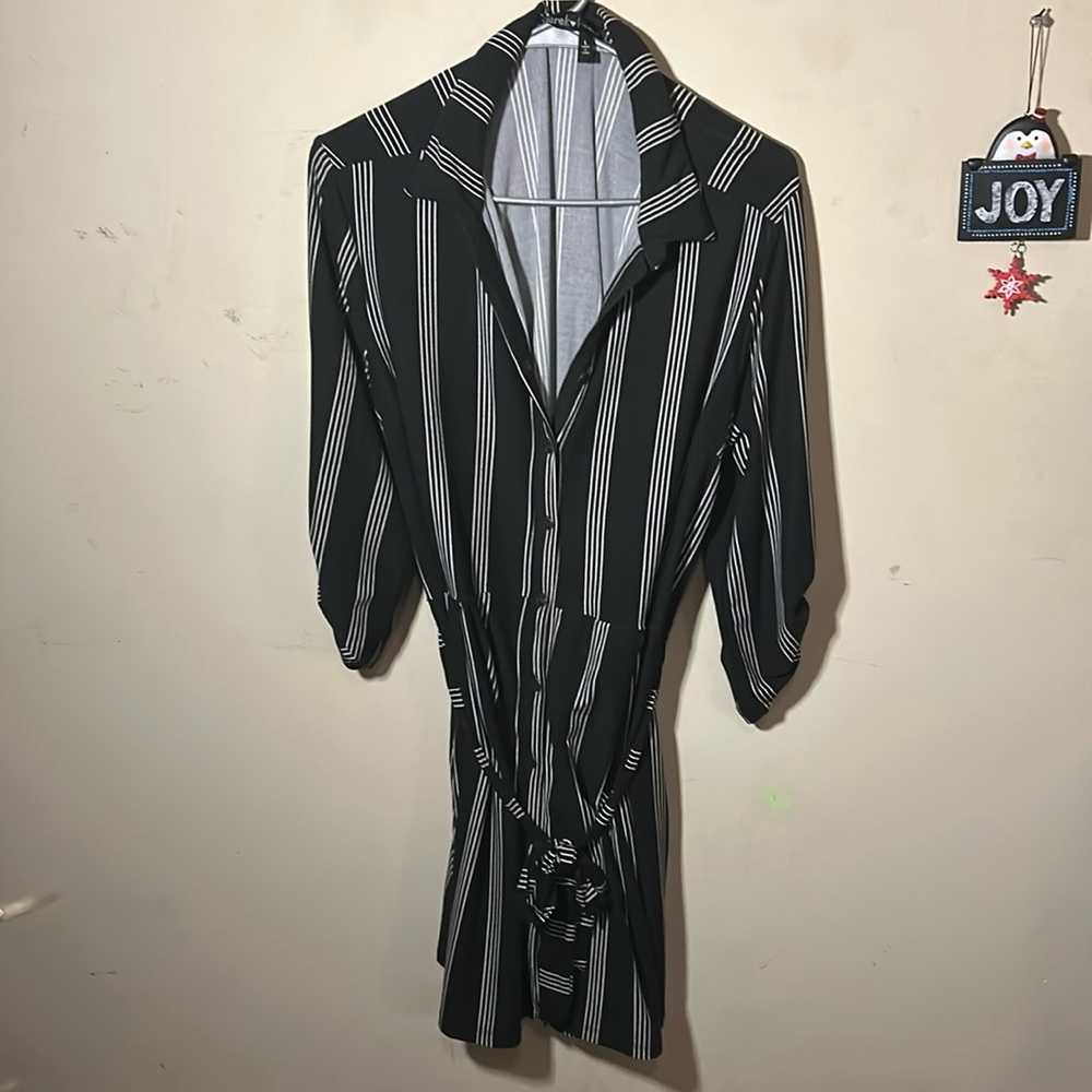 Black and white striped Derek heart dress